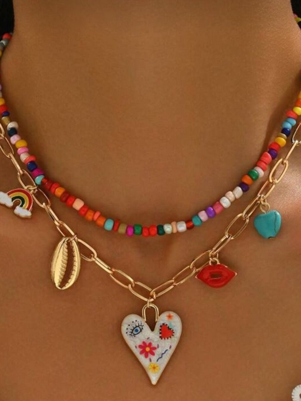 Vibrant Multicolor Charm Necklace M590